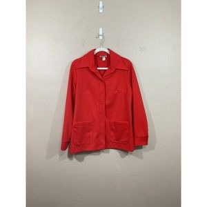 VTG Cricket Lane Womens Button Up Shirt XL Red 70s Retro Disco Cosplay Pockets
